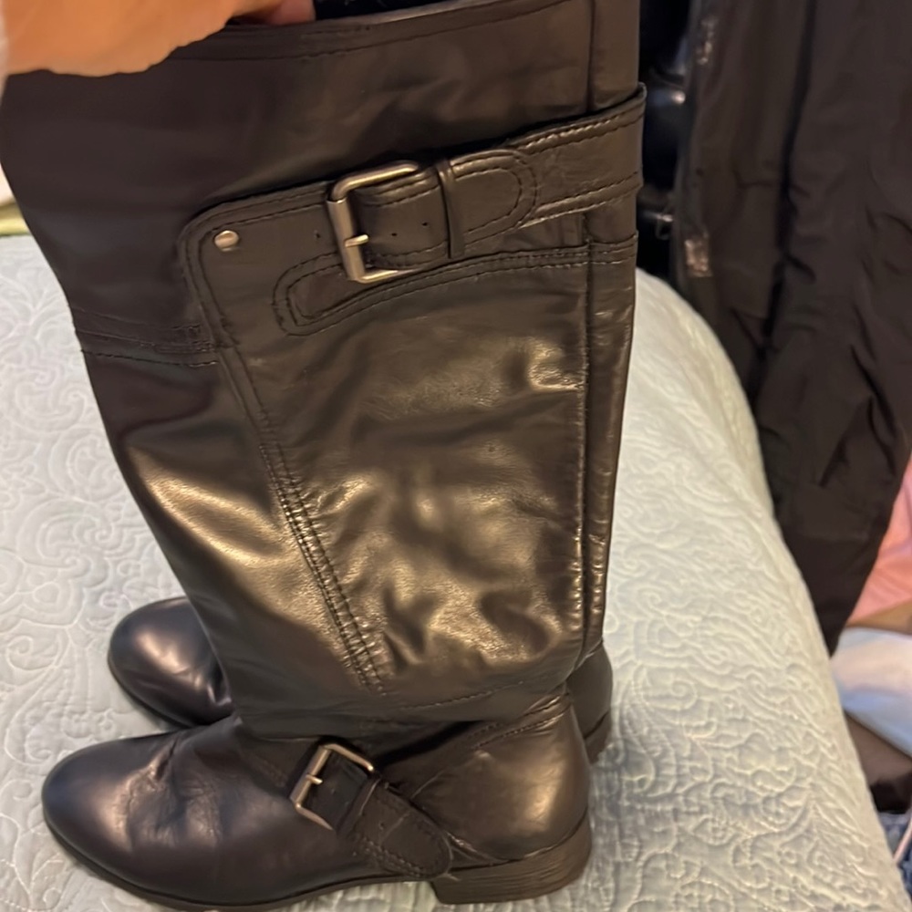 Nine West Vintage America boots, black ladies, side zipper, riding style